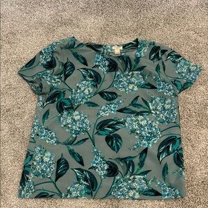 J. Crew Blue Boxy T-Shirt with Floral Design